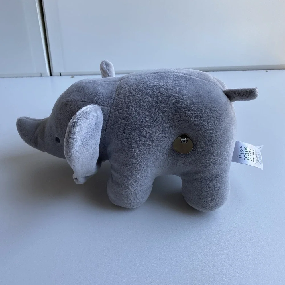 Carters Just One You Gray Windup Musical Elephant Plush Crib Toy Rock-A-Bye Baby
